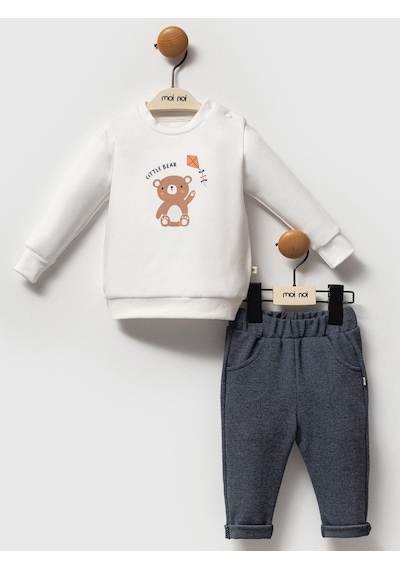 Moi Noi Baby Moi Noi 2li Denim 3-12 Ay Takım - Ekru