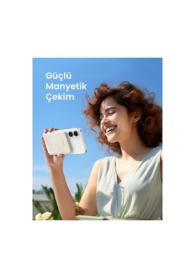 15w Kablosuz Powerbank, 5000mah Kapasite, Bej Renk 30.000 Mah