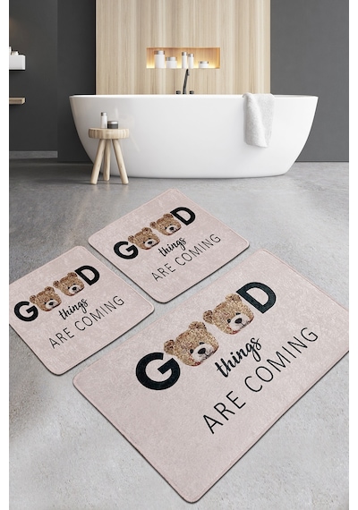 Things Banyo Halısı Djt 3 Lü Set vizon