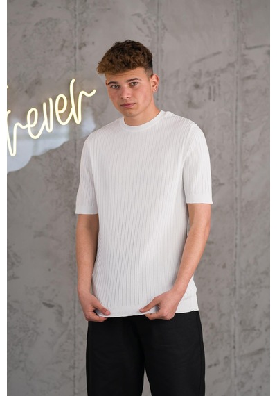 Slimfit Likralı Sıfır Yaka Erkek Triko T-shirt 001