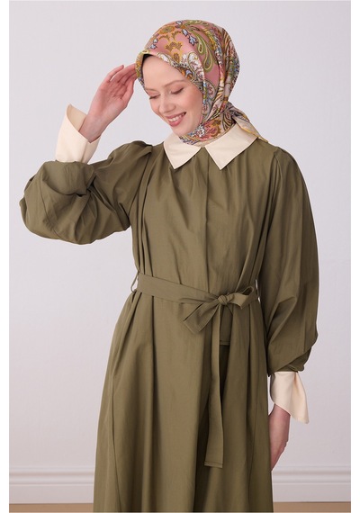 Belli Sarı Etnik Desen %100 Twill İpek Eşarp 4304 - 32