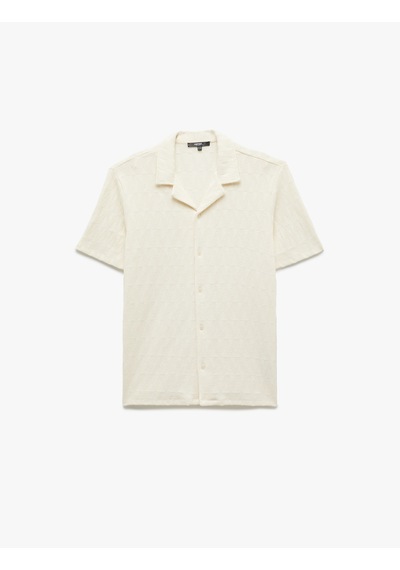Koton Kayık Yaka Regular Fit Pamuklu Dokulu Kısa Kollu Gömlek Bej 5sam60017hk Ekru