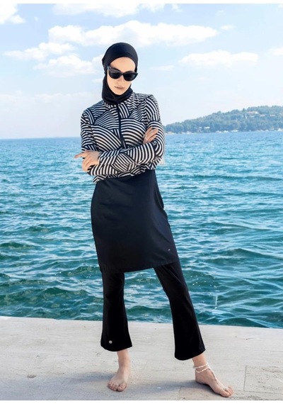 Mayovera Deniz Kabuğu Siyah Kapalı Tasarım Mayo