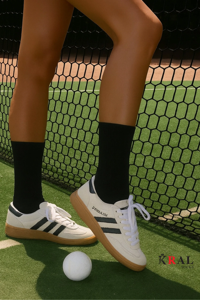 Kral Socks Unisex Siyah 6 Çift Pamuklu Tenis Spor Uzun Soket Boy Çorap Siyah