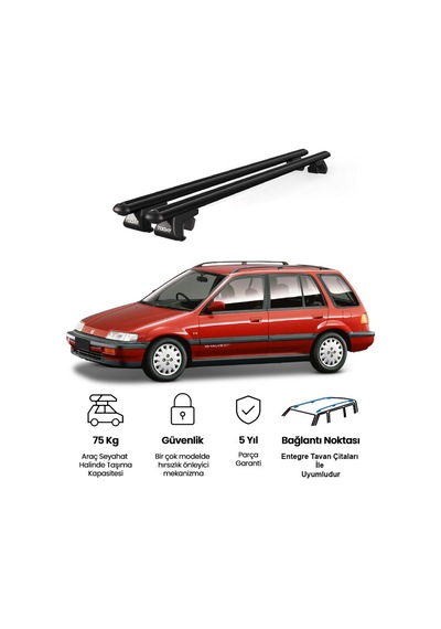 Venüs Honda Civic Shuttle 1988-1994 Uyumlu Siyah Ara Atkı Port Bagaj Tavan Barı