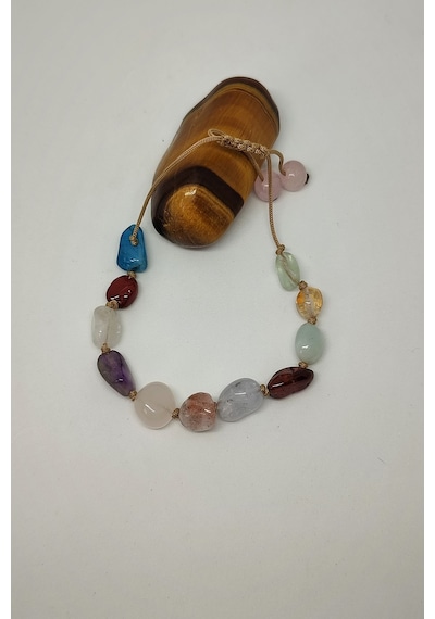 Bade Accessories Apatit Jasper Pembe Kuvars Ametist Akuamarin Sitrin Bileklik Çok Renkli