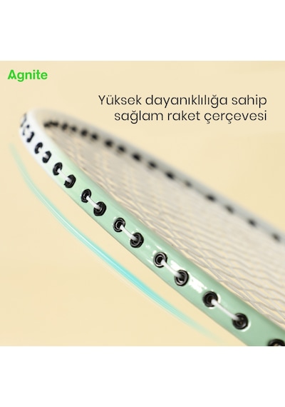 Agnıte Er501 Badminton Raketi Demir Alaşımlı Tekli Paket Mavi/yeşil