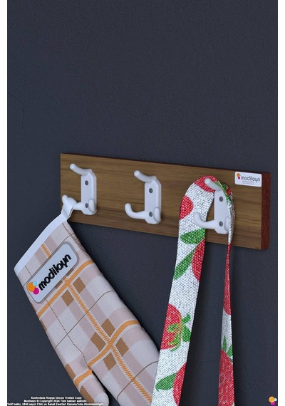 Arı 9 Kancalı Mutfak Askısı 3'lü Set 36,4x9,6 Cm - Şık Tasarım, Çok Amaçlı Düzenleyici Ve Yer Tasarrufu 40 Cm