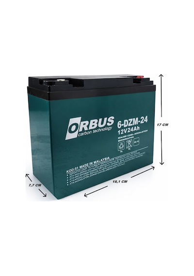 Orbus 12v 24 Ah Elektrikli Bisiklet Aküsü