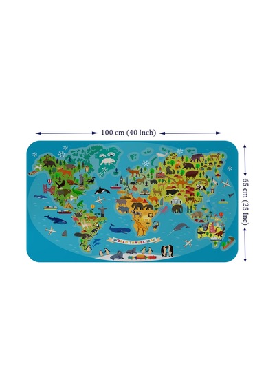 Eğitici Dünya Haritası Dünya Atlası Çocuk Ve Bebek Odası Duvar Sticker-60x105-3788 - Renkli Çok Renkli