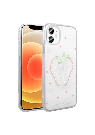 Apple Uyumlu iPad iPhone 11 Kılıf Şeffaf Figürlü Zore Folk Sert Kapak Çilek