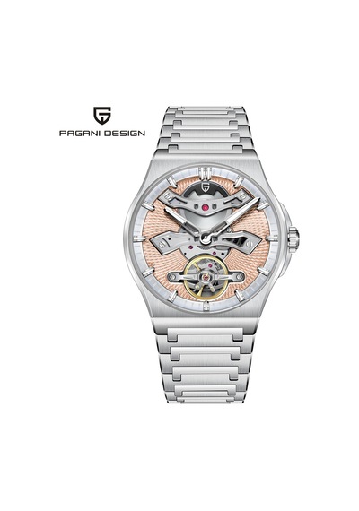 Pagani Design Pd-ys028 42mm 100m Su Geçirmez, İskelet Otomatik Safir Kristal Işıkl Full Çelik Lüks Erkek Kol Saati Bej Diğer