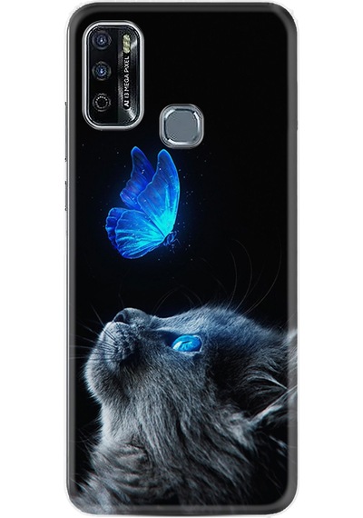 Infinix Hot 10 Play Kılıf Resimli Desenli Silikon Platinium Series Butterfly Cat 1891