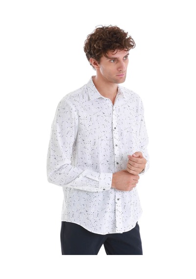 Hatemoğlu Lacivert Comfort Fit Baskılı Slim Yaka Uzun Kollu Spor Gömlek 24d190000007 00032 Lacivert