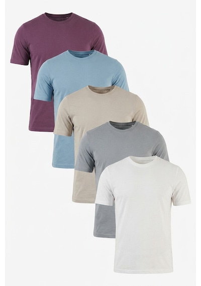 Buratti Pamuklu Regular Fit Bisiklet Yaka 5'li Paket T Shirt Erkek T Shirt 59020204s5 Mürdüm-kül-mavi-açık Gri-ekru