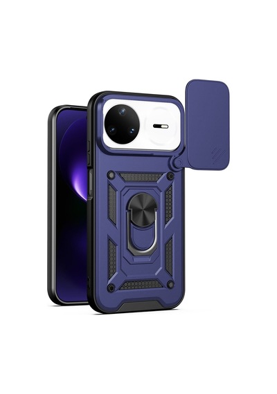 Caseonn Huawei Nova 15 Pro Kılıf Sürgülü Kamera Korumalı Yüzüklü Mıknatıslı Tank Kapak Lacivert
