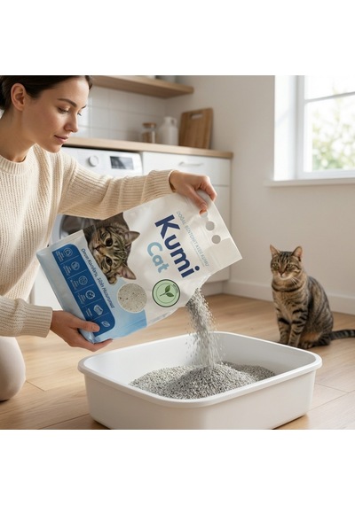 Kumi Cat Eko-premium Saf Dokunuş Kokusuz Naturel Kedi Kumu, Alerji Dostu Güçlü Topaklanan Bentonit 5 L