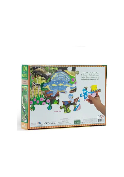 Eeboo 100 Parça Yapboz - Land Of Dinosaurs