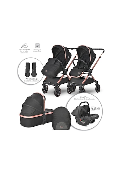 Lorelli Reya 3 in 1 Travel Sistem Bebek Arabası - Black