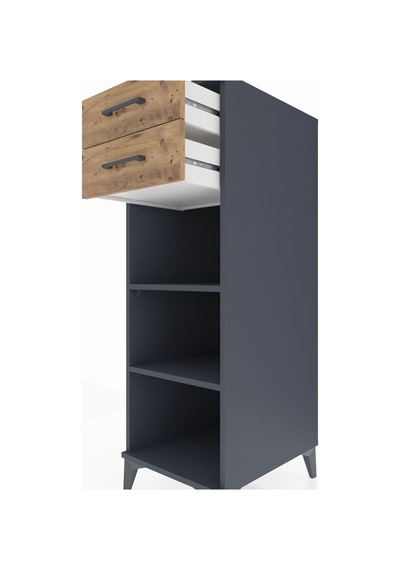 Kronos Dolap 2 Raflı 2 Çekmeceli 44x59x134 Antrasit-çam Antrasit