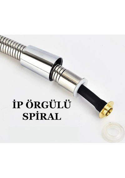 Sardıcı Sürgülü Duş Seti Lüks Krom Sürgü ve Sabunluk Örgülü Hortum Duş Seti Gümüş