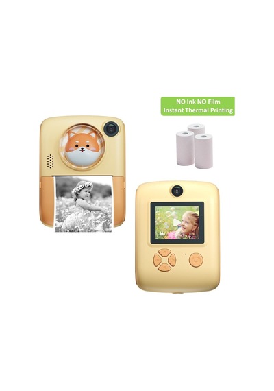 Anlık Termal Yazıcılı Dijital Çocuk Kamerası 2.0 İnç Hd Instant Photo Printer Camera Sarı