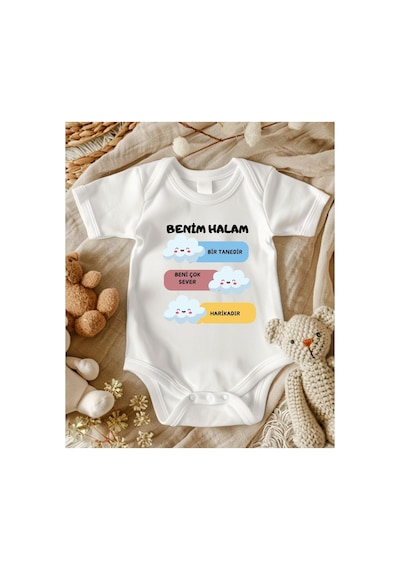 Lupi Hala Yazılı % 100 Pamuk Bebek Zıbın 99 ekru