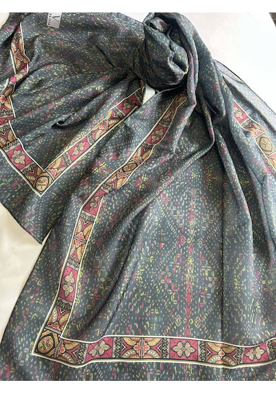 Kadın Pamuklu Yeşil Retro Etnik Şal