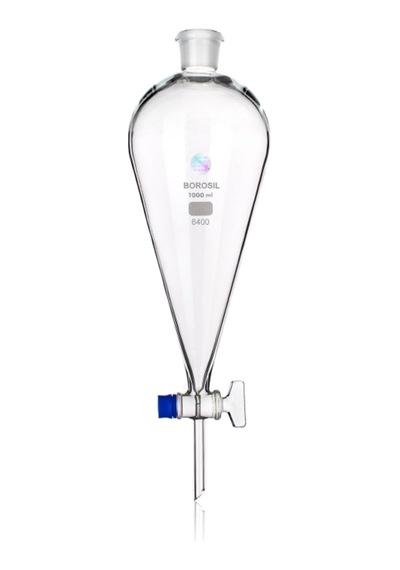 Ayırma Hunisi 1000 Ml - Cam Musluk - Plastik Tıpalı - Borosilikat