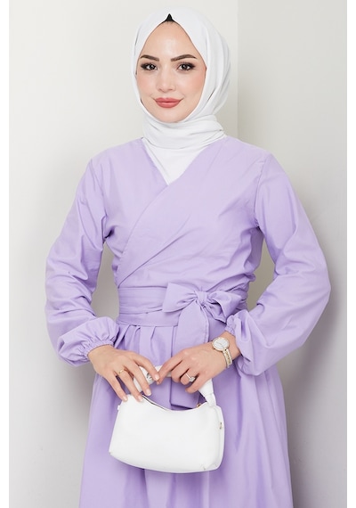 Bestenur Bağlamalı Bluz Etek İkili Takım 1465 - Lila Lila