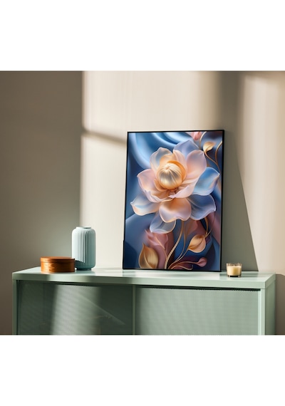 Çerçevesiz Poster Pembe Çiçek Temalı Dijital Baskı Poster, Ev, Ofis, Salon Dekorasyon