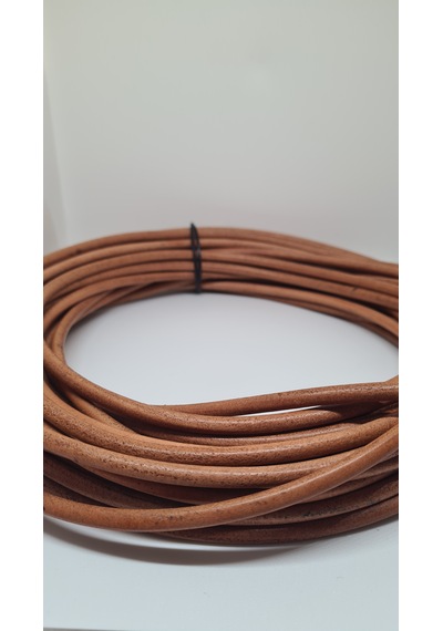 5 Mm Yuvarlak Hakiki Deri İp-sırım Naturel 5 Metre