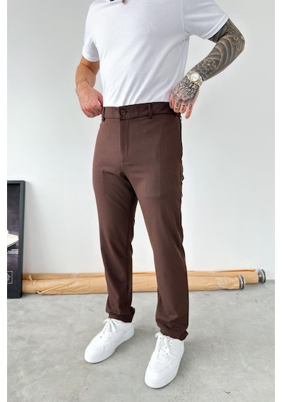 Kahverengi Basic Regular Kumaş Pantolon