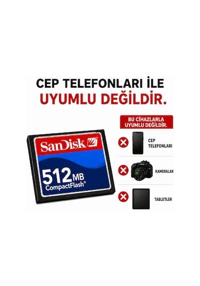 Sandisk 512mb Cf Kart Endüstriyel Hafıza Kartı