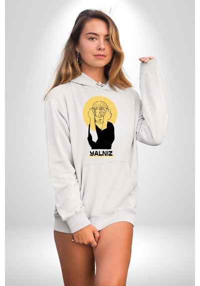 Yalnız Kadına Şiddete Hayır Kadın Erkek Beyaz Kapüşonlu Sweatshirt Hoodie Beyaz Yalnız Kadına Şiddete Hayır Kadın Erkek Beyaz Kapüşonlu Sweatshirt Hoodie Beyaz