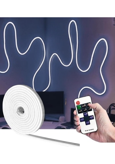 5 Metre Esnek Neon Led Şerit Dimmer Kumandalı Dekoratif Aydınlatma Seti Sb-6538 Beyaz