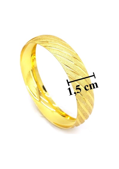 Altın Kaplama Yan Çizgili Bilezik 1.5 Cm Blz-3045 Altın