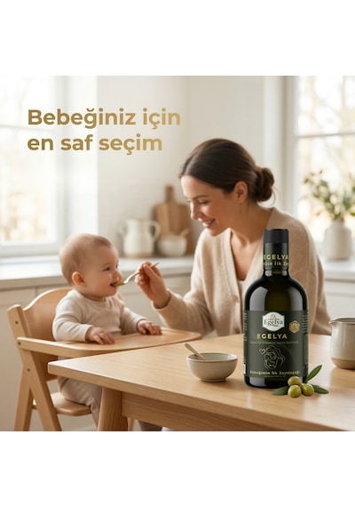 Egelya Bebek Zeytinyağı 500 Ml 0,2 Asit, Ödüllü, Natürel Sızma Ek Gıdaya Geçişe Uygun, Bebek Masaj Yağı