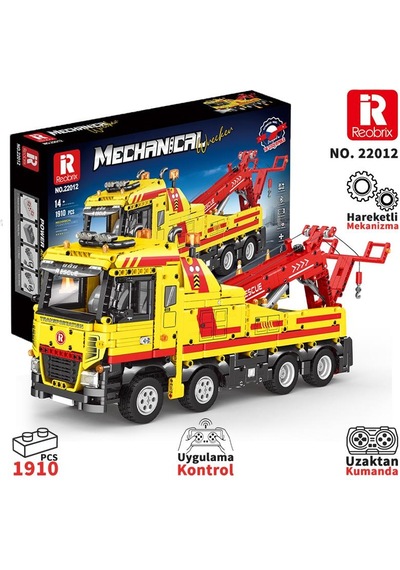 Reobrix Technic 22012 Kurtarma Kamyonu Wrecker Rescue Truck Kumanda&motor Yaratıcı Yapı Blok Seti Building Blocks - 1910 Parça