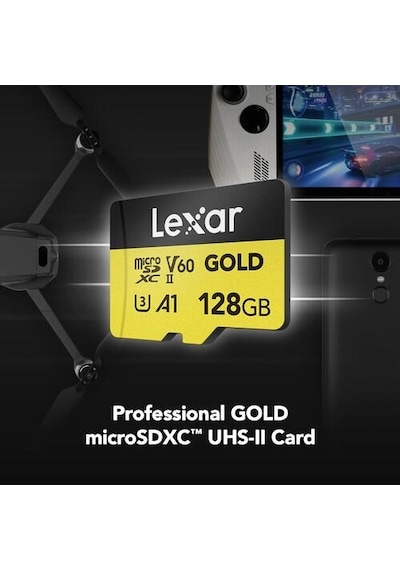 Lexar Professional Gold V60 280 MB 128 GB UHS-II Micro SD Hafıza Kartı