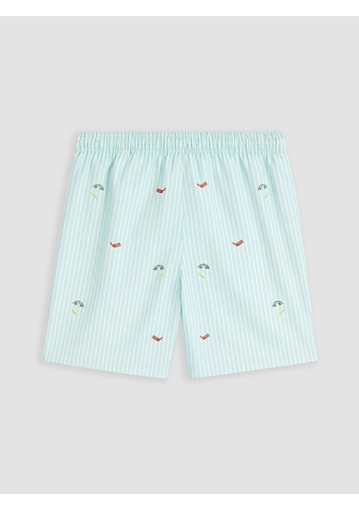 Lcw Swımwear Mavi Kısa Boy Nakışlı Erkek Deniz Şortu