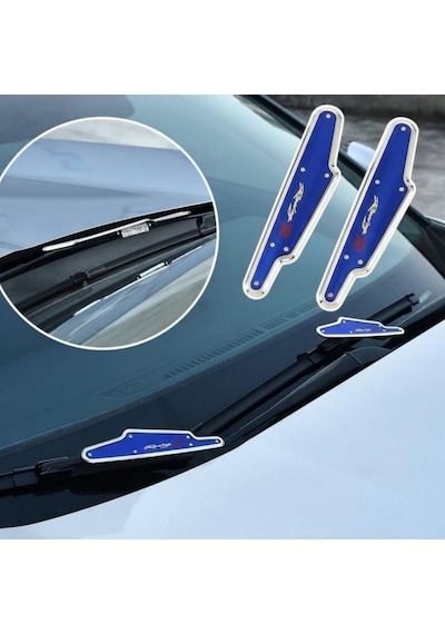 Silecek Rüzgarlığı Racing R Yazılı Üniversal Sportif Sessiz Aerodinamik Tasarım Mavi 1 Takım