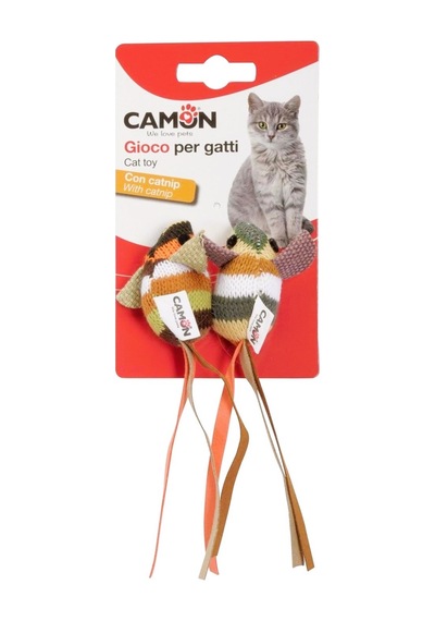 Camon Catnipli Kedi Nanesi Çizgili Fare Kedi Oyuncağı 5,5 Cm 2 Li Set