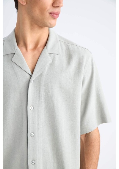 Defacto Relax Fit Polo Yaka Pamuklu Yazlık Kısa Kollu Gömlek D8875ax25smkh514 Haki