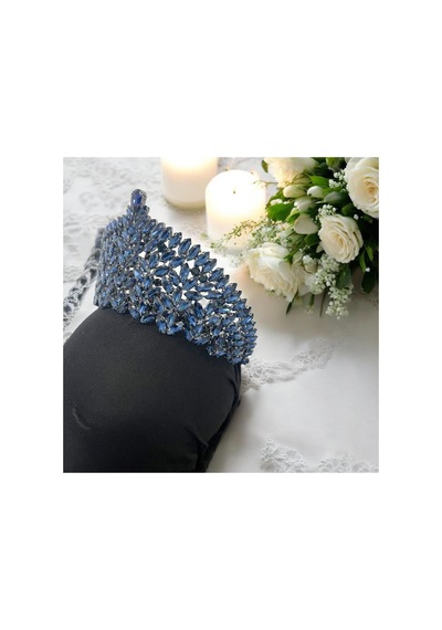 Kristal Taşlı Gelin,kına,nişan,söz,after,bride,party Taç Lacivert - 707821281 Lacivert