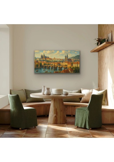 Bezos Prag Şehir Manzarası Kanvas Tablo 60x120cm Mbt06 Çok Renkli