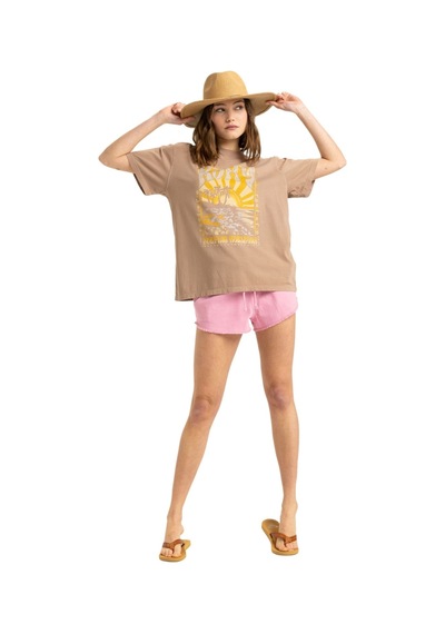 Roxy Roxy Sunnyoversize Enzyme Wash Kadın Kahverengi Tişört Czu0 Kahve