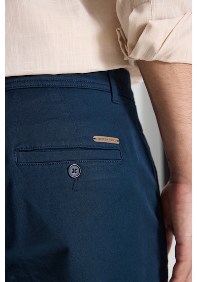 George Henry Pamuklu Slim Fit Dar Kesim Yan Cepli Esnek Chino Pantolon Lacivert