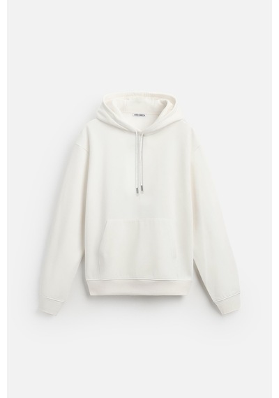 Kanguru Cepli Oversize Kalıp Unisex Düz Hoodie Ekru
