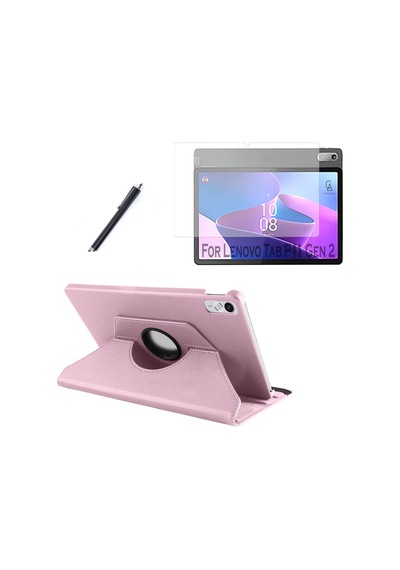 Lenovo Tab P11 2.nesil 11.5 İnç Tb-350fu Dönebilen Standlı Tablet Kılıfı + Ekran Koruyucu + Kalem Kapaklı Kılıf
